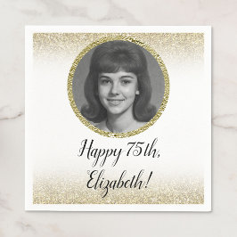 75th Custom Photo White and Gold  Pappersservett