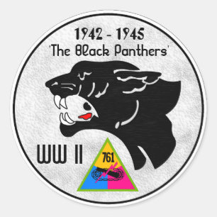 761:a TANKEN BATTALION, BLACK PANTHERS, WW II Runt Klistermärke