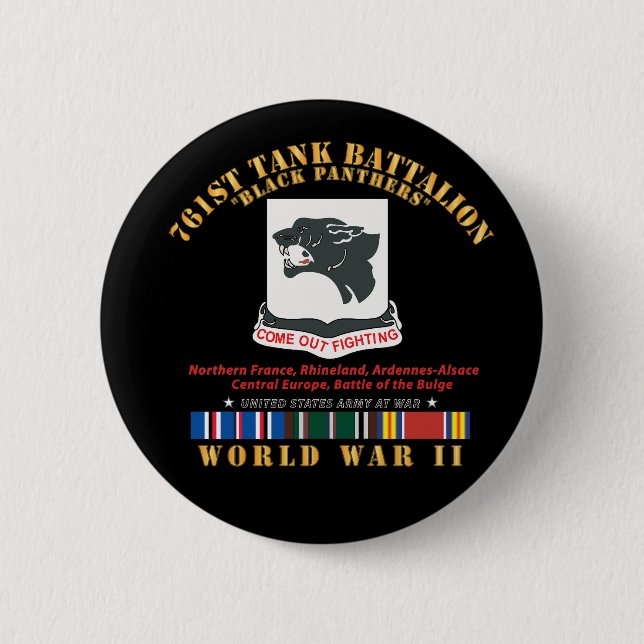 761:a Tankens bataljon - Black Panthers - WWII EU Knapp (Framsida)