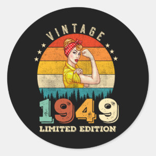 76 Ålderdag 1949 Vintage 76:e födelsedagen Kvinnor Runt Klistermärke