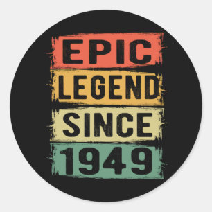 76 år gammal dag 1949 Epic legend 76:e födelsedage Runt Klistermärke