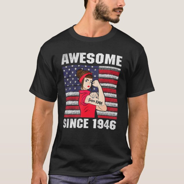 76 år gammal Fantastisk sedan 1946 76:e födelsedag T Shirt (Framsida)