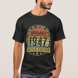 76 års gammal Vintage november 1947 76:e födelseda T Shirt