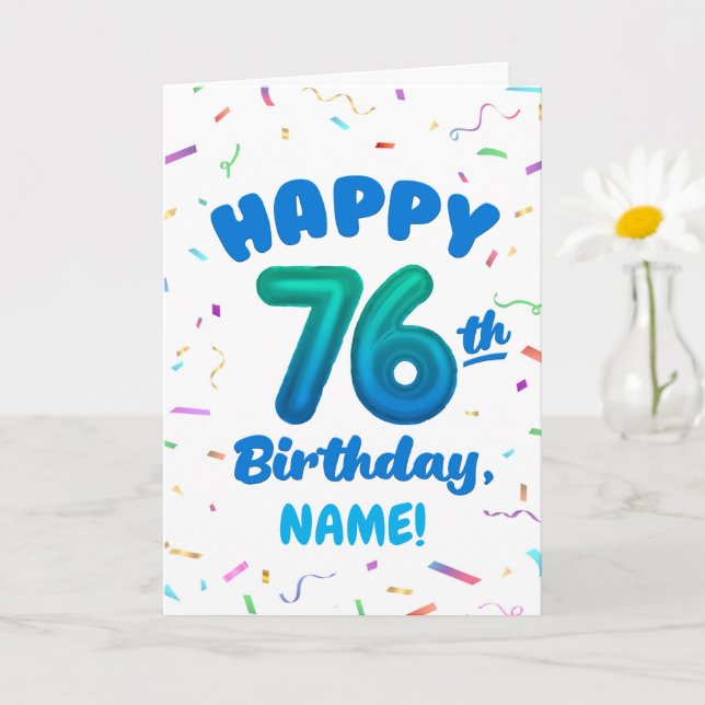 76-årsdag, Ballongnummer, Anpassningsbart Namn Kort (Liten växt)