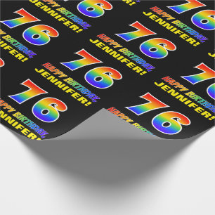 76:e födelsedag: fetstil, Roligt, enkel, regnbåge Presentpapper