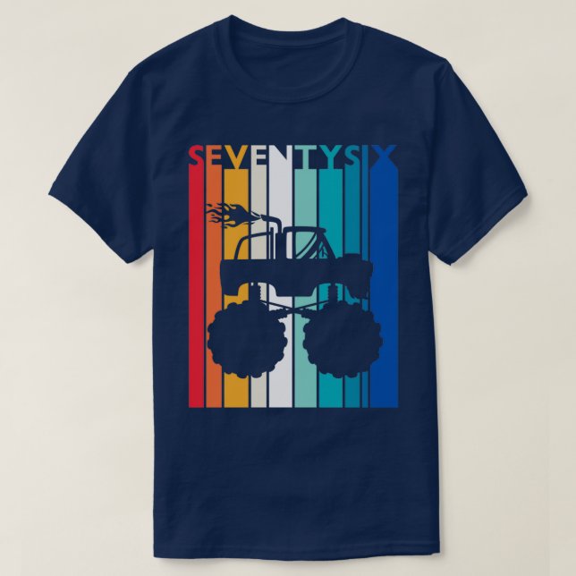 76:e födelsedag Gift Monster Lastbil Shirt 76-årig T (Design framsida)