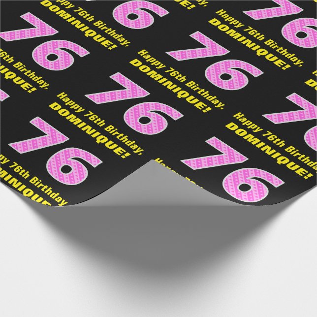 76:e födelsedag: Rosa Rand och örter "76" + Namn Presentpapper (Hörn)