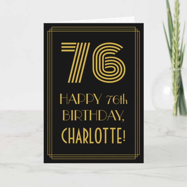 76:e födelsedagen: Art Deco Inspired Titta "76" oc Kort (Framsida)