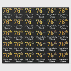 76:e födelsedagen: Elegant Luxurious Faux Guld Tit Presentpapper