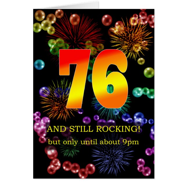 76:e födelsedagen fortfarande i raketläge hälsningskort (Framsidan)