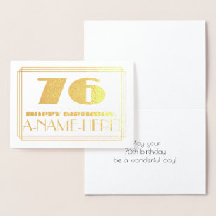 76:e födelsedagen; Namn + Art Deco Inspired (76) Folierat Kort