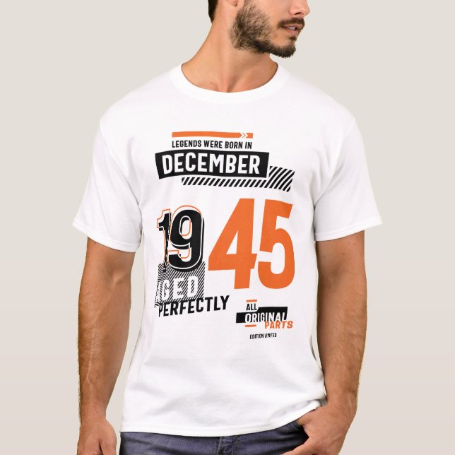 76:e födelsedagsljuden föddes i december 1945 t shirt (Framsida)