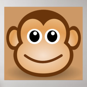 76-Free-Cute-Tecknad-Monkey-Clipart-Illustration Poster