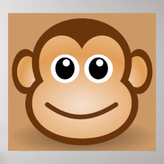 76-Free-Cute-Tecknad-Monkey-Clipart-Illustration Poster