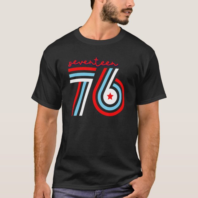 76 Patriotic America 4:e juli Indepen T Shirt (Framsida)