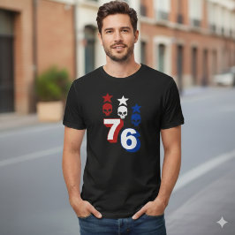 76 Patriotisk Amerikansk Dödskalle Vintage 1776 T- T Shirt