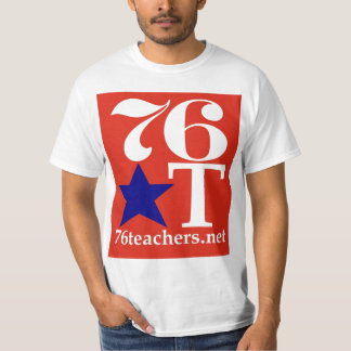 76Teachers värderar TShirtblått på rött Tee Shirt