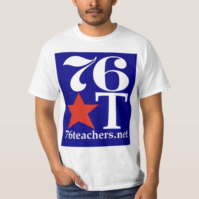 76Teachers värderar tShirten som är röd på blått Tee Shirt (Framsida)
