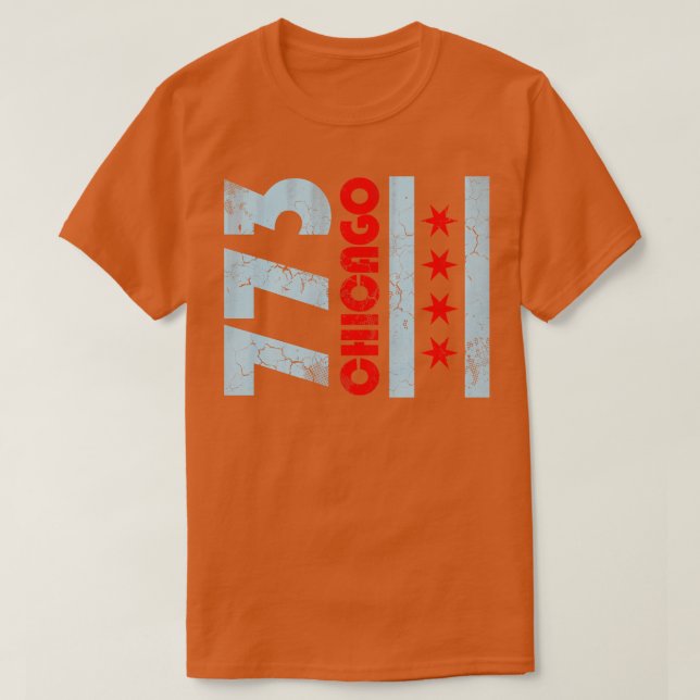 773 Chicago Flagga Vintage Fade T Shirt (Design framsida)