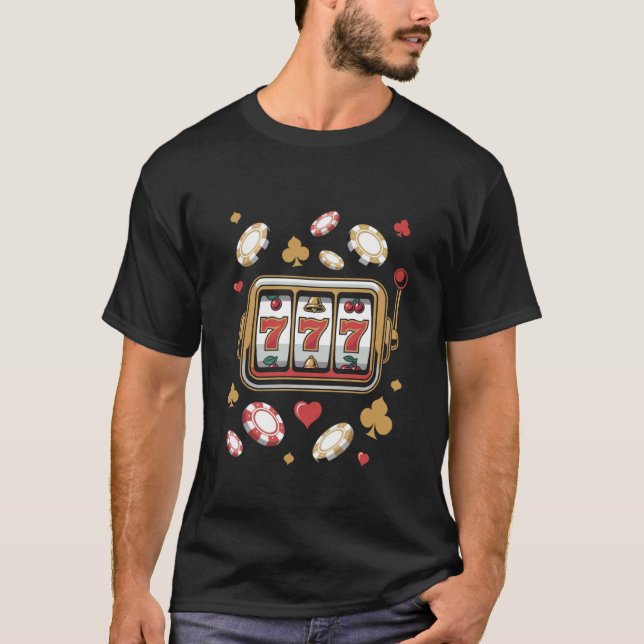 777 Jackpott Slots Spelande Kul Tema T Shirt (Framsida)