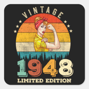 77 Ålder Bday 1948 Vintage 77:e födelsedagen Kvinn Fyrkantigt Klistermärke