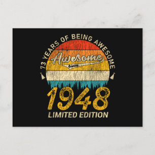 77 År Gammal 1948 Retro Awesome 77-årspresent Vykort