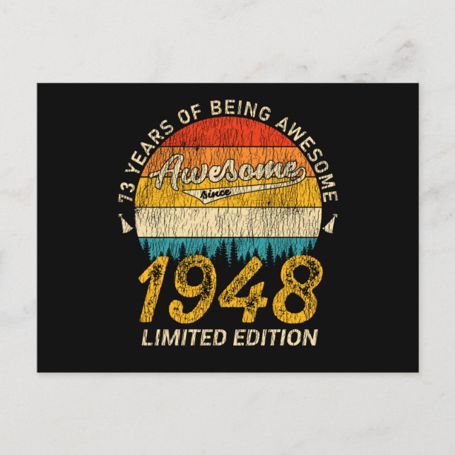77 År Gammal 1948 Retro Awesome 77-årspresent Vykort (Framsida)