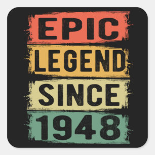 77 år gammal dag 1948 Epic Legend 77:e födelsedage Fyrkantigt Klistermärke