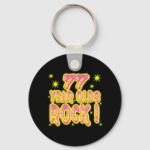 77 år - oldssten! (Rosa) Keychain Nyckelring