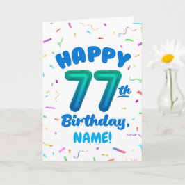 77-årsdag, Ballongnummer, Anpassningsbart Namn Kort