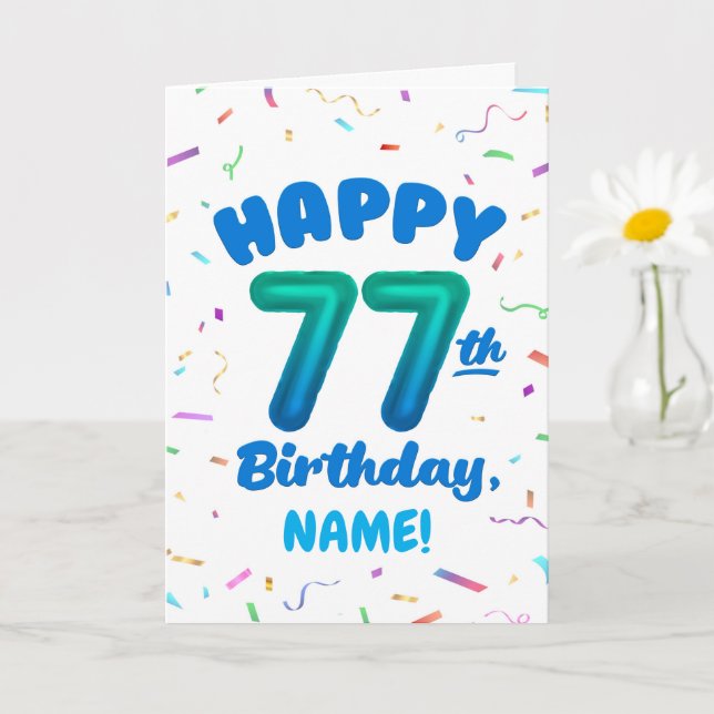 77-årsdag, Ballongnummer, Anpassningsbart Namn Kort (Liten växt)