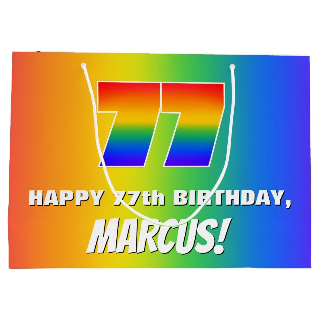 77:e födelsedag: färgfull, Roligt Rainbow Mönster  (Baksidan)