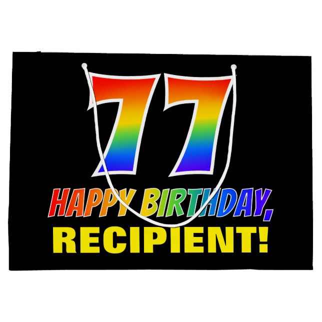 77:e födelsedag: fetstil, Roligt, enkel, regnbåge  (Baksidan)