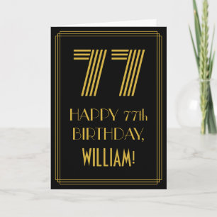 77:e födelsedagen: Art Deco Inspired Titta "77" oc Kort