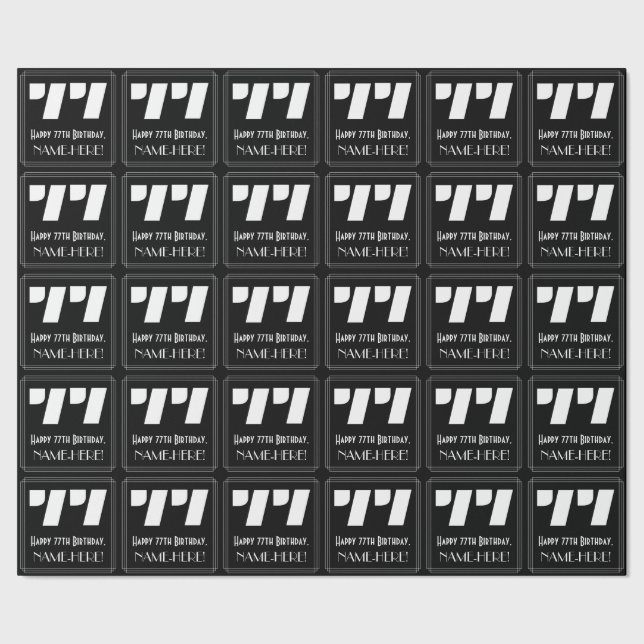 77:e födelsedagen: Art Deco Inspired Titta "77" oc Presentpapper (Seam)