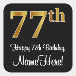 77:e födelsedagen - Elegant Luxurious Faux Guld Ti Fyrkantigt Klistermärke