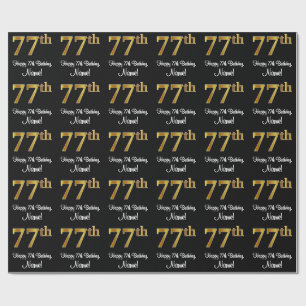 77:e födelsedagen: Elegant Luxurious Faux Guld Tit Presentpapper
