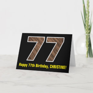 77:e födelsedagen: Namn + Faux Wood Grain Mönster  Kort
