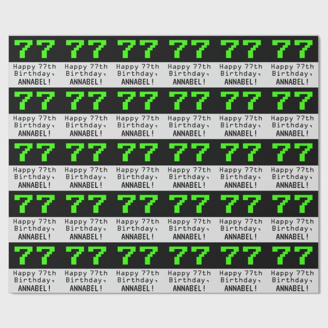 77:e födelsedagen - Nerdy/Geeky Stil "77" och Namn Presentpapper (Platt)