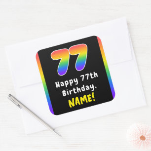 77:e födelsedagen: Rainbow Spectrum nr 77, Anpassa Fyrkantigt Klistermärke