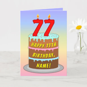 77:e födelsedagen - Roligt Cake & Candles, med ege Kort