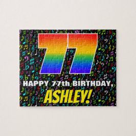 77:e födelsedagen - Roligt, färgstarka musiksymbol Pussel