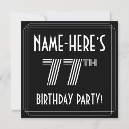 77:e Födelsedagsfesten: Art Deco Stil med eget nam Inbjudningar