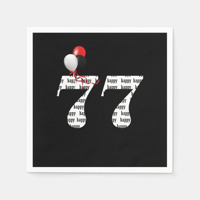77:e Födelsedagsfestens ballonger Pappersservett (Framsidan)
