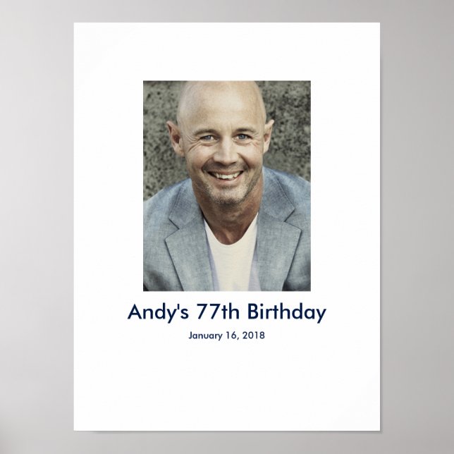 77:e födelsedagsfotot anpassningsbar Logga in Part Poster (Framsidan)