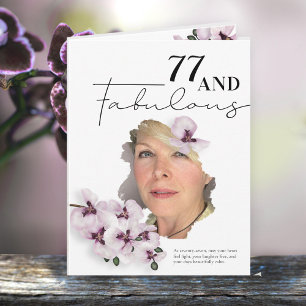 77 & Fantastisk Orkidé Foto Födelsedagsgratulation Kort