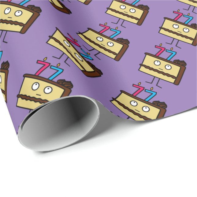 77th Födelsedagtårta med stearinljus Presentpapper (Rullad Hörn)