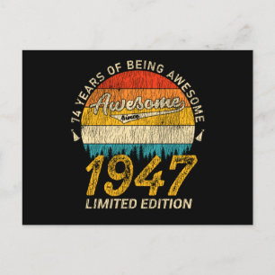 78 År Gammal 1947 Retro Awesome 78-årspresent Vykort