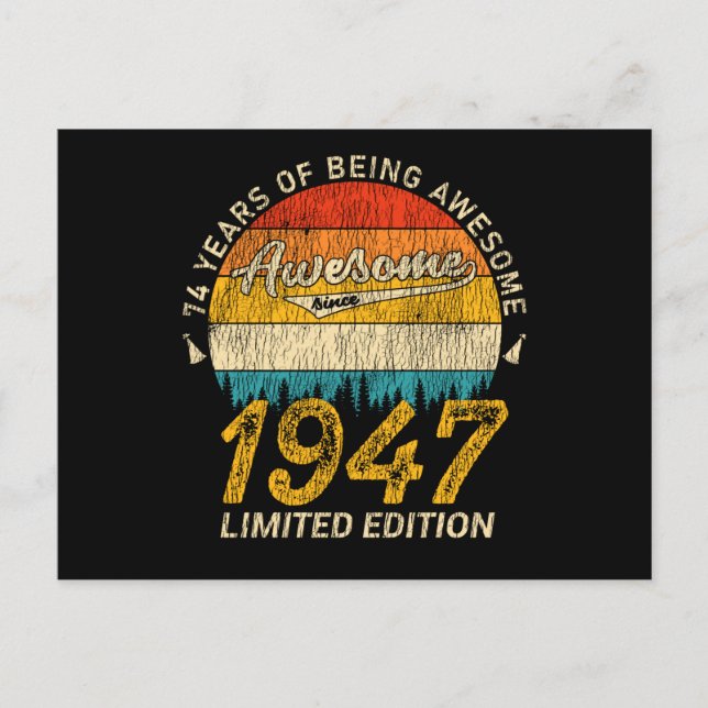 78 År Gammal 1947 Retro Otrolig 78-årspresent Vykort (Framsida)