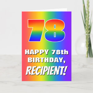 78:e födelsedag: färgfull, Roligt Rainbow Mönster Kort
